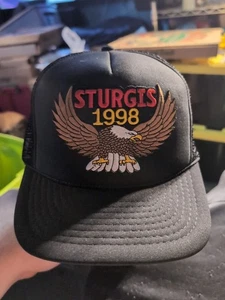 Cappello Vintage Sturgis Snapback Trucker Berretto Uomo Nero 1998 Moto Rally - Foto 1 di 6