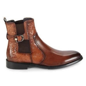 Robert Graham Trento Paisley Leder Elegant Chelsea Stiefel Cognac Herren 9,5M Neu - Bild 1 von 10