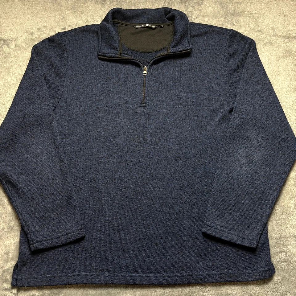 Suéter Vintage Beverly Hills Polo Club Hombres XL Azul Tejido Apretado Cuello Simulado 1/4 Cremallera Foto 1 de 4
