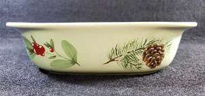 Pfaltzgraff Winterwood 10" Rectangular Baker Pinecone Holly Berries 🎄 - Picture 1 of 8