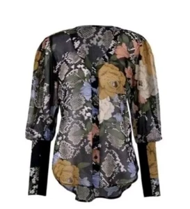 Cabi Snake Charmer halbtransparente Bluse Größe Medium Knopf Rüschen Business Event - Bild 1 von 8