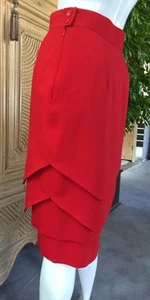 BEAUTIFUL ESCADA RED WOOL SKIRT WOMENS LAYERED SZ 36/6 NWOT - Picture 1 of 7