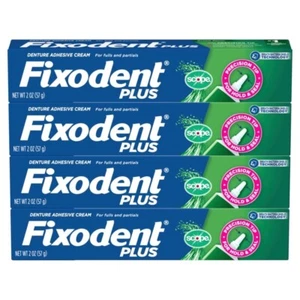 Fixodent Plus Scope crema dental adhesiva fuerte sello de retención todo el día paquete de 4-2 oz - Imagen 1 de 11