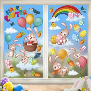 Easter Bunny Window Clings Stickers,Egg Chick Window Decals Decoration for Kids - Picture 1 of 12