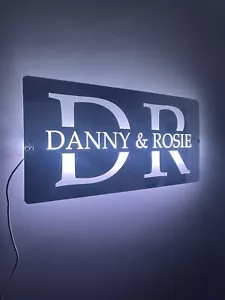 Personalised LED Couples Name Mirror - Custom Light Up Sign - Anniversary Gift - Picture 1 of 6