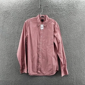 New J.Crew Shirt Mens Medium Long Sleeve Button-Down Red Gingham Plaid Slim Fit - Picture 1 of 9