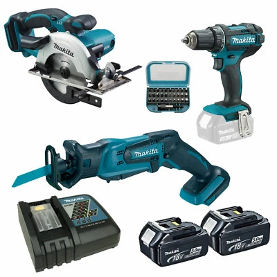 Makita 18V Akku Combo DDF482 DJR183 DSS501 Akkuschrauber + Säge Set + Bitset - Bild 1 von 3