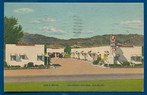 Dan-D Motel Colorado Springs CO linen postcard postmarked 1955 - Picture 1 of 2