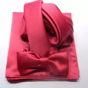 COMPLETO FUXIA PAPILLON CRAVATTA SLIM4 E FAZZOLETTO DA TASCA SKINNY TIE POCHETTE - Imagen 1 de 1