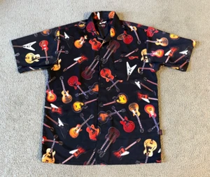 VTG Gibson Tour Wear Men's AOP Guitars Short Sleeve Button Up Shirt - Size XL - Picture 1 of 4