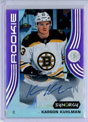 2019-20 Synergy Purple #49 Karson Kuhlman RC AUTO /83 - Boston Bruins - Image 1 of 2