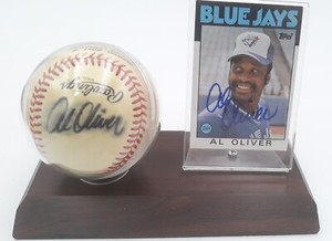 Al Oliver Signed Baseball & 1986 Topps Card Blue Jays