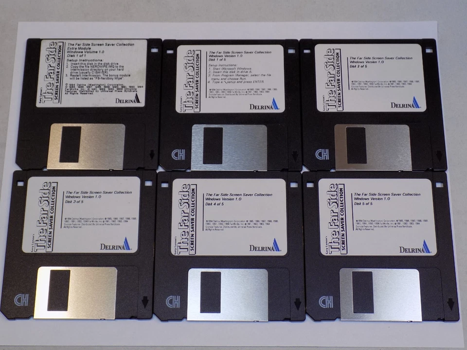 The Far Side Screen Saver Collection Set 3.5" Disk Delrina Windows 1 Gary Larson - Image 1 of 1