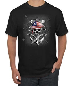 Camiseta para hombre American Pirate Skull Compassf - Imagen 1 de 28