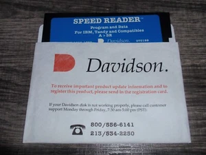 Davidson Speed Reader 5.25" Floppy Disk Game IBM PC/Tandy MS-DOS 1983 1986 1989 - Picture 1 of 5