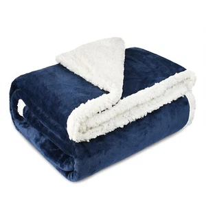 Soft Fuzzy Warm Cozy Throw Blanket with Fluffy Sherpa Fleece for Sofa Couch Bed - Picture 1 of 6