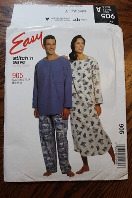 McCALL’S Easy Stitch N Save Pattern 2848 905 Unisex Nightshirt Pajamas (S-L) UC - Image 1 of 3
