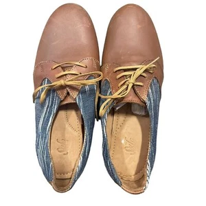Sseko Caramel Chambray Denim Oxfords Shoes Laces Size 7 - Picture 1 of 4