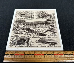 Überdachte Brücken Untersetzer/Wandbehang Fliese - Vermont, New Hampshire, Connecticut - Bild 1 von 3