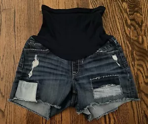 A Pea In The Pod Maternity Vigoss Over Belly Full Panel Denim Jean Shorts Size M - Picture 1 of 3