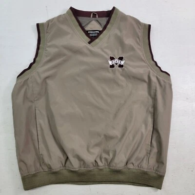 Vintage Holloway Mississippi State Lined Vest Windbreaker Taupe Mens Jacket Sz L - Image 1 of 4