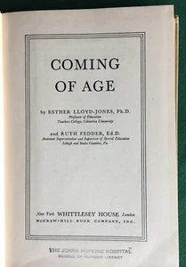 Coming of Age by Esther Lloyd-Jones/Ruth Fedder, HB, 1941, No DJ, ex libris - Picture 1 of 7