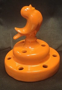Raro uccellino arancione vintage due livelli 9 fori ceramica rana fiore - Foto 1 di 11