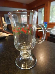 Libbey Holly and Ribbons Christmas Irish Coffee Mug GREAT GIFT - Picture 1 of 4