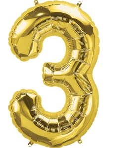 34" Large Gold Number 3 Foil Balloon - Northstar / Qualatex - Party Decorations - Picture 1 of 1