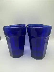 Vintage Kobaltblau Gläser, Tumbler 8 Panel, wunderschön, 4er Set - Bild 1 von 8