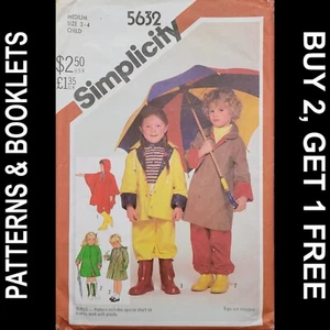 Vintage Simplicity Child's Pants/Poncho/Raincoat Pattern #5632 Size Med (3-4) - Picture 1 of 7