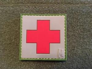 Maxpedition Red Cross/First Aid PVC Patch With Hooks Backing. 2x2”. Green. - Picture 1 of 2