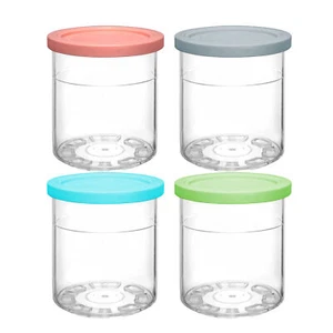 4Pack Ice Cream Pint Containers for Ninja Cream Pints and Lids Dishwasher Safe - Picture 1 of 12