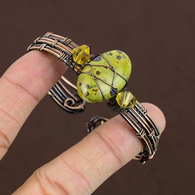 Brazalete ajustable X-Mas regalo de piedra Stichtite piedra preciosa alambre de cobre W172 Foto 1 de 4