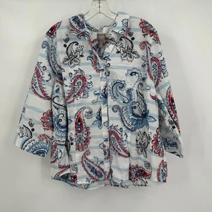Chicos Damen Top Größe 3 US XL Rot Weiß Blau Paisley Americana Küste Boho - Bild 1 von 8