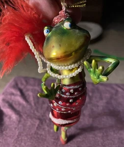 Frosch Ornament Ballsaal Tänzerin ausgefallene Feder & "Perle" (Perlen) Halskette - Bild 1 von 11