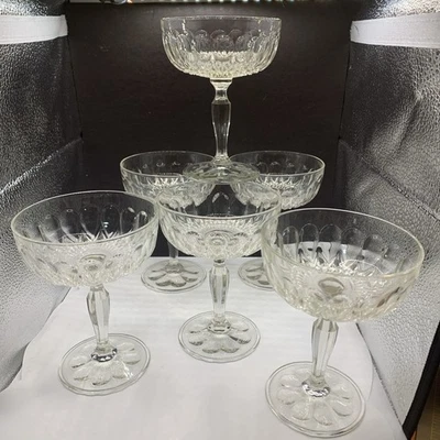 Vintage Champagne Coupe  Crystal Cocktail Glasses MCM Barware Set~6 - Image 1 of 4