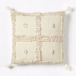 Boho Beige Wolle Kissenhülle Bezug Neutral Eklektisch Wohndeko Hippie Shabby Chic - Bild 1 von 8