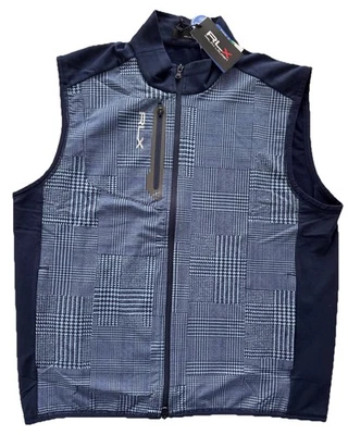 RLX Ralph Lauren Glen Plaid Hybrid Full-Zip Vest Blue Men's L - Image 1 of 4