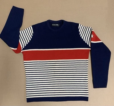 Vintage 70s Demetre Pure Virgin Wool Red, Blue, White Made In USA Striped - L - Image 1 of 4