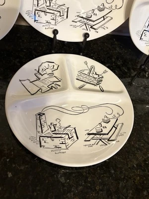 Винтажный керамический набор разделенных тарелок для барбекю MCM 4–10 1/4 дюйма - Изображение 1 из 4