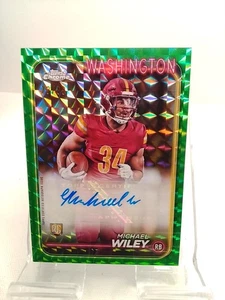 2024 Topps Chrome Football Michael Wiley Auto Green Refractor #73/99 RC - Picture 1 of 3