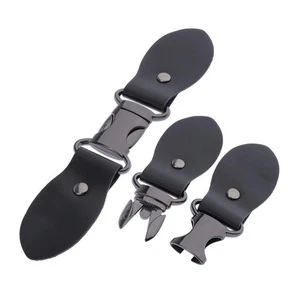 Pair of PU Leather  Closure Toggle Buttons with Metal Buckle Clip  Jacket Duffle - Picture 1 of 8
