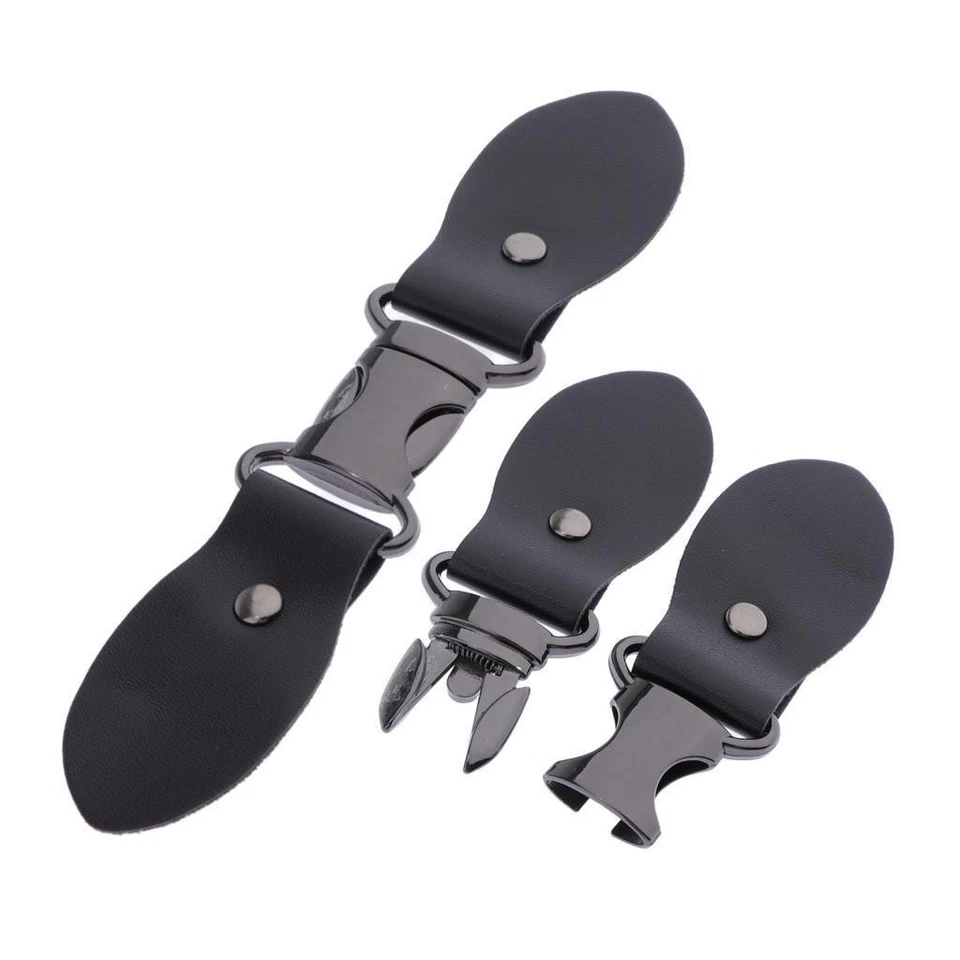 Pair of PU Leather  Closure Toggle Buttons with Metal Buckle Clip  Jacket Duffle - Image 1 of 1