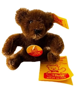 Steiff Chocolate Brown Original Teddy Bear, #0206/11 Hangtag Gold Button 3IN - Picture 1 of 6