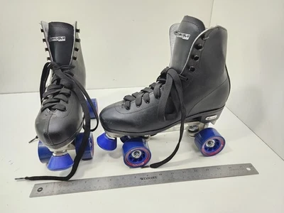 Chicago Patines 405 Quad Pista Para Hombre Talla 9 Negro - Azul Ruedas Con Cordones Foto 1 de 4