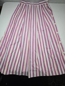 Damen-Midirock mehrfarbig gestreift seitlich geknöpft A-Linie Größe 8 Sommer Boho-Chic - Bild 1 von 6