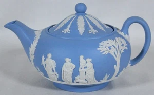 RAR! VINTAGE WEDGWOOD BLAU JASPERWARE NEOKLASSISCH INDIV DUAL TEEKANNE 4,5" HOCH - Bild 1 von 8