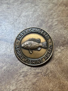 Massachusetts Sport Fishing Pin Award RARE Vtg Angler Fishing 1999 Sunfish - Picture 1 of 3