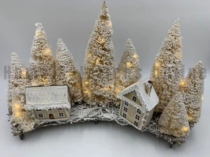 Pottery Barn beleuchtete Flaschenbürste Winterstadt Urlaub Herzstück 21" x 14" #U301 - Bild 1 von 5